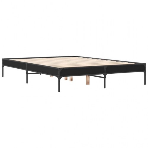 Sengestel 140x190 cm konstrueret træ og metal sort