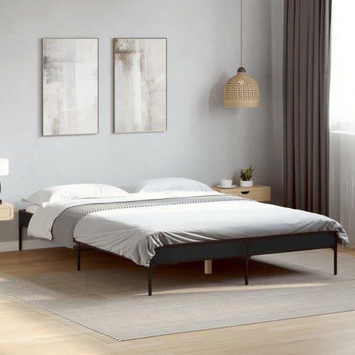 Sengestel 140x190 cm konstrueret træ og metal sort