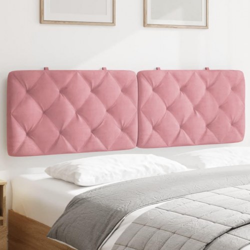 Gavlpude 160 cm i velour - lyserød, diamantquilt