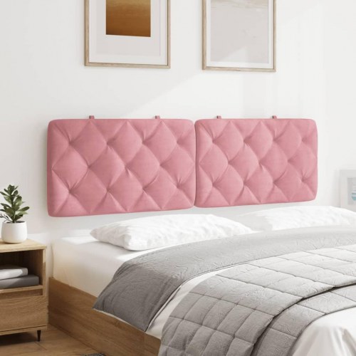 Gavlpude 160 cm i velour - lyserød, diamantquilt