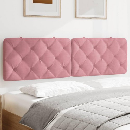 Gavlpude 180 cm i velour - lyserød, diamantquiltet