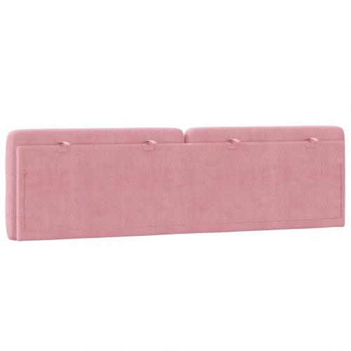 Gavlpude 180 cm i velour - lyserød, diamantquiltet