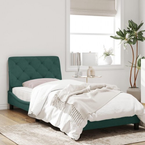 Sengeramme med LED uden madras 80 x 200 cm - mørkegrøn