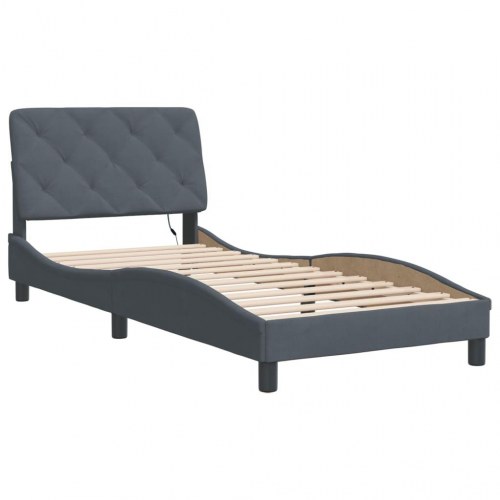Sengeramme med LED uden madras 80 x 200 cm - mørkegrå velour