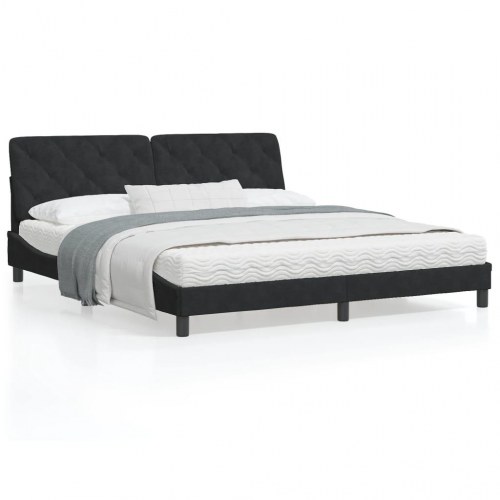 Sengeramme med LED 180 x 200 cm i velour - sort