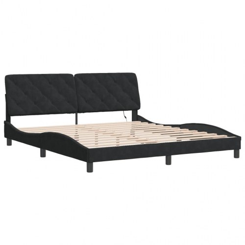 Sengeramme med LED 180 x 200 cm i velour - sort