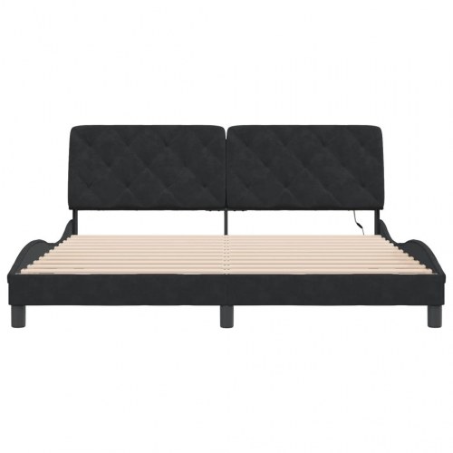 Sengeramme med LED 180 x 200 cm i velour - sort