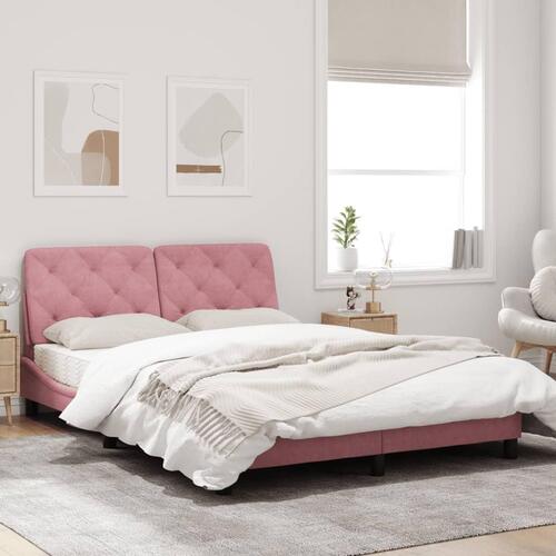Sengeramme med sengegavl 140x190 cm fløjl pink