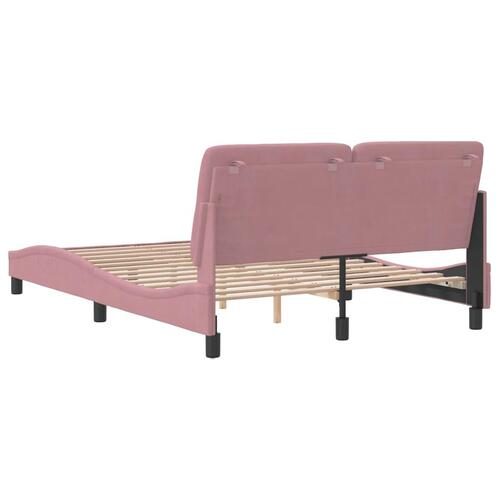 Sengeramme med sengegavl 140x190 cm fløjl pink