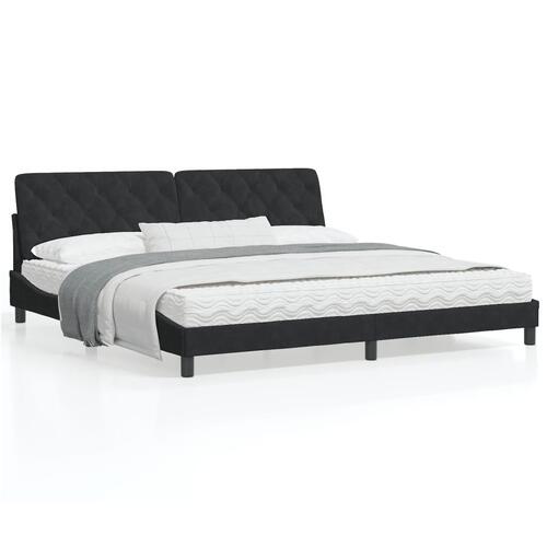 Sengeramme uden madras Sort 200x200 cm Fløjl