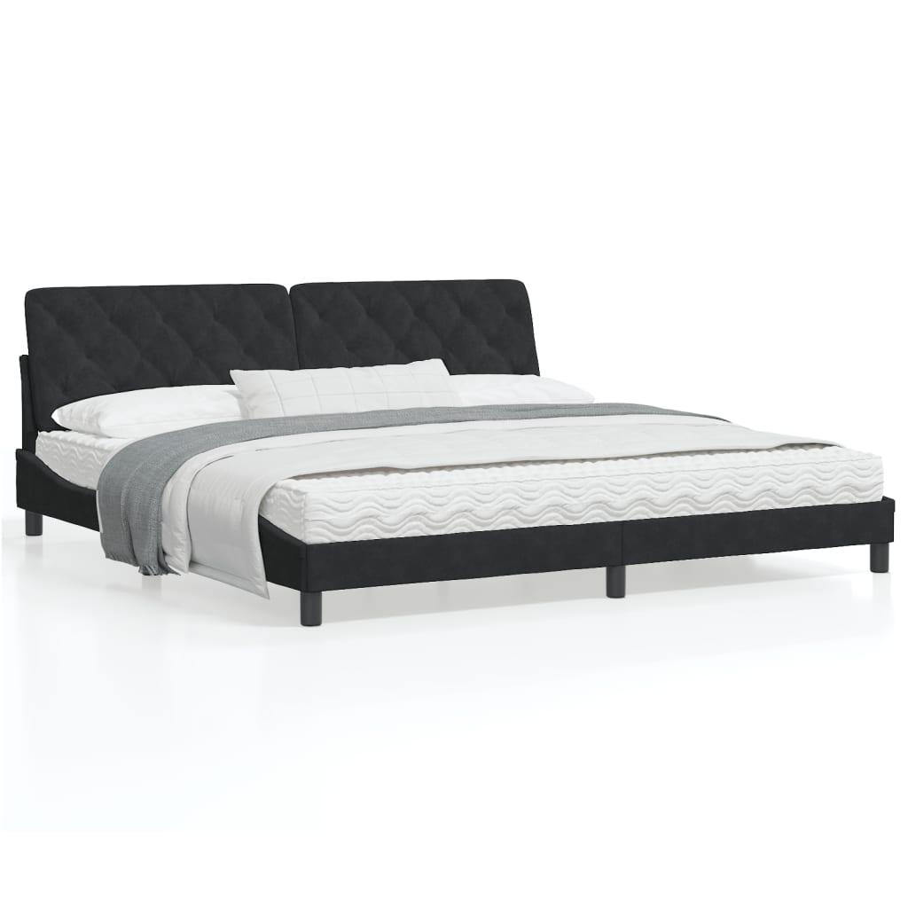 Sengeramme uden madras Sort 200x200 cm Fløjl