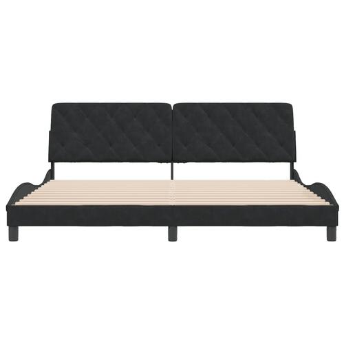 Sengeramme uden madras Sort 200x200 cm Fløjl