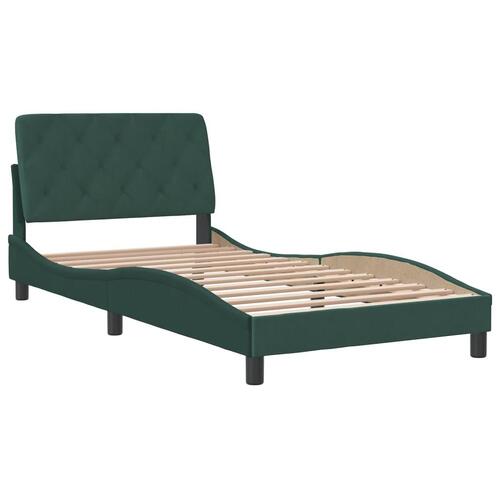 Sengeramme uden madras Mørkegrøn 100x200 cm Fløjl