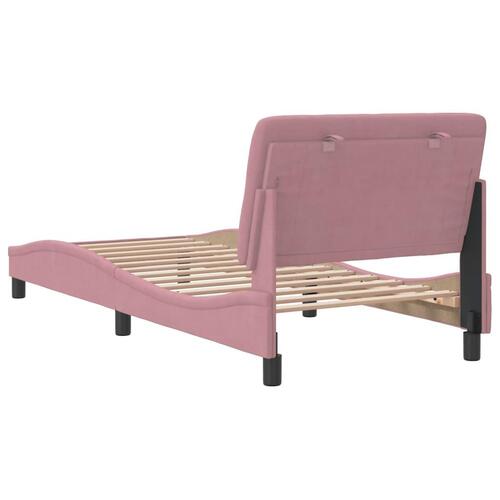 Sengeramme med sengegavl 80x200 cm fløjl lyserød