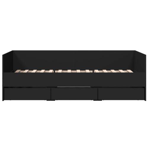 Daybed med skuffer uden madras 90x200 cm sort