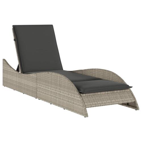 Liggestol med hynde 60x205x73 cm polyrattan lysegrå