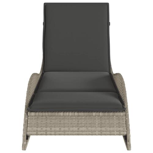 Liggestol med hynde 60x205x73 cm polyrattan lysegrå