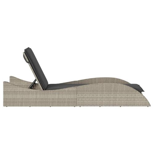 Liggestol med hynde 60x205x73 cm polyrattan lysegrå