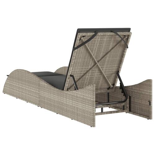 Liggestol med hynde 60x205x73 cm polyrattan lysegrå