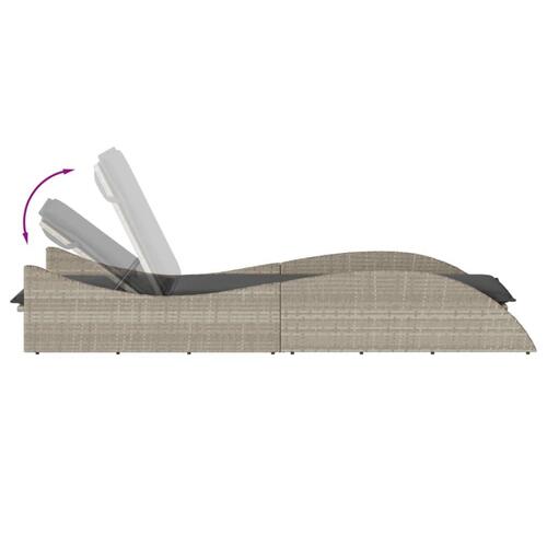 Liggestol med hynde 60x205x73 cm polyrattan lysegrå