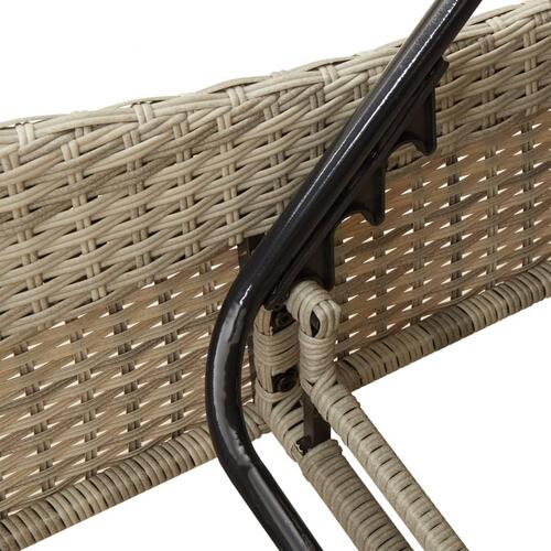 Liggestol med hynde 60x205x73 cm polyrattan lysegrå