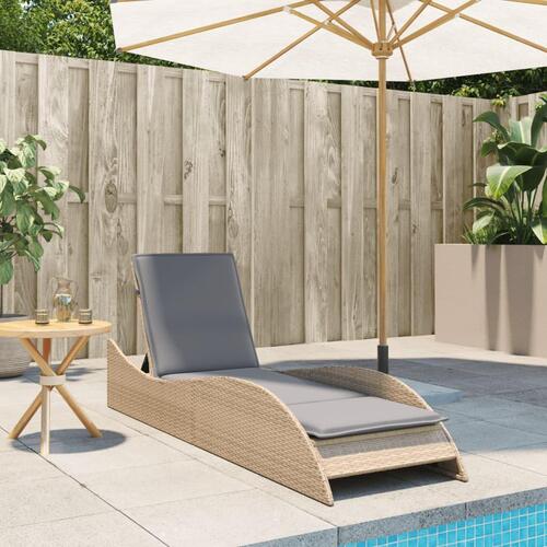 Liggestol med hynde 60x205x73 cm polyrattan beige