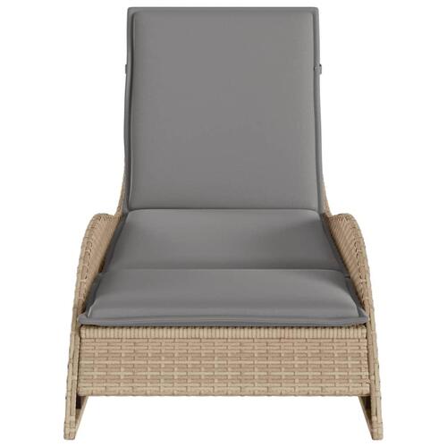 Liggestol med hynde 60x205x73 cm polyrattan beige
