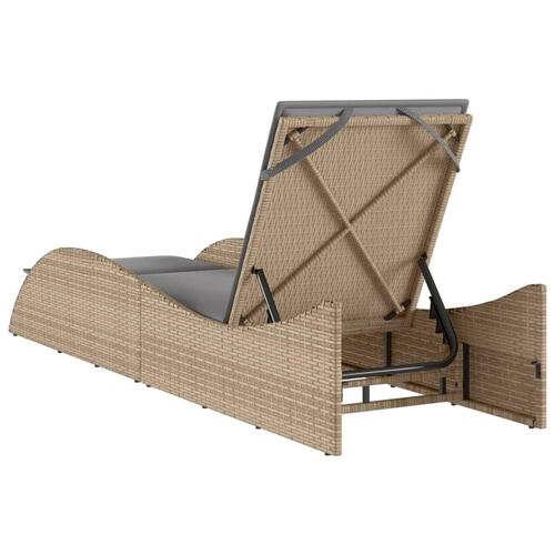 Liggestol med hynde 60x205x73 cm polyrattan beige