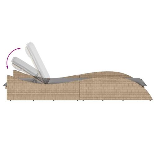 Liggestol med hynde 60x205x73 cm polyrattan beige