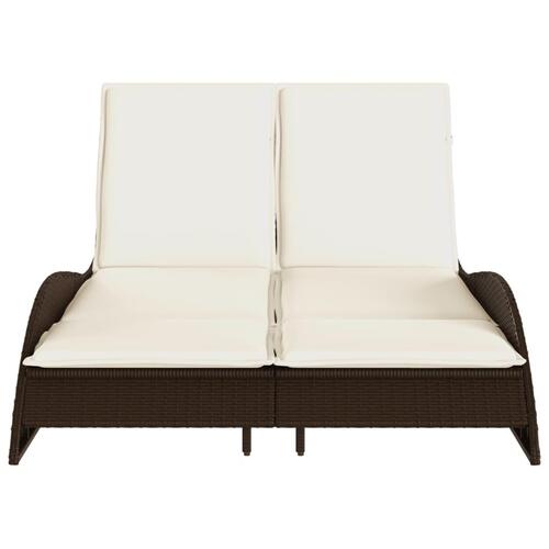 Liggestol med hynder 114x205x73 cm polyrattan brun