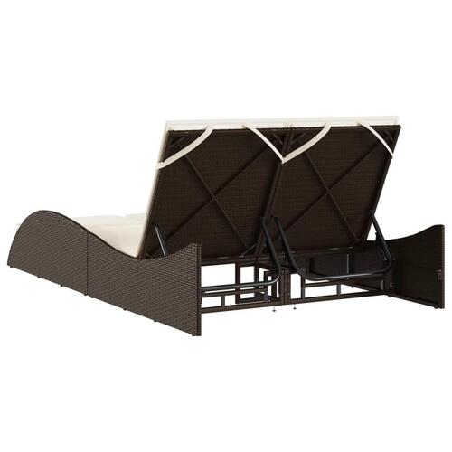 Liggestol med hynder 114x205x73 cm polyrattan brun