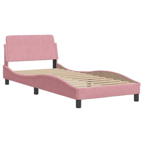 Seng med madras 90x190 cm velour lyserød