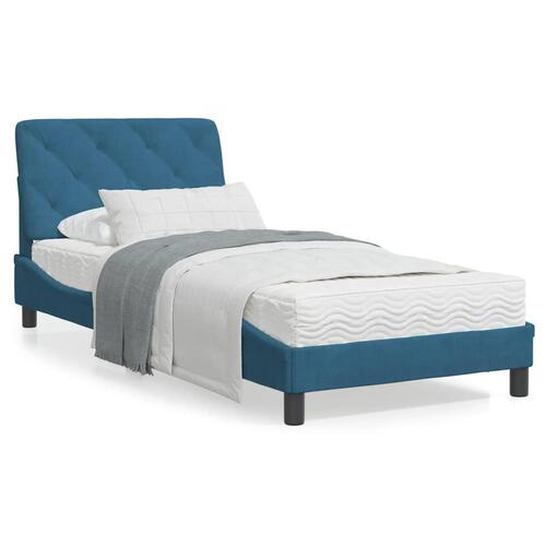 Seng med madras 90x200 cm velour blå