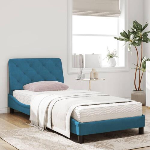 Seng med madras 90x200 cm velour blå