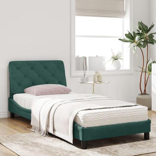 Seng med madras 90x190 cm velour mørkegrøn