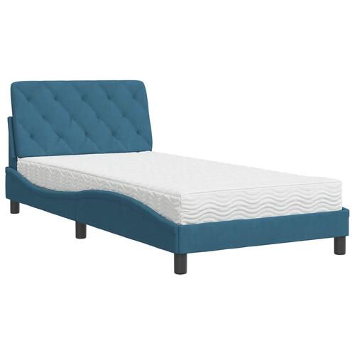 Seng med madras 100x200 cm velour blå