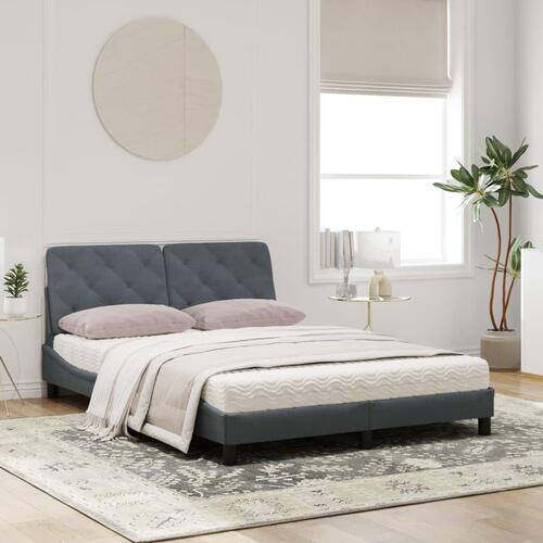 Seng med madras 160x200 cm velour mørkegrå
