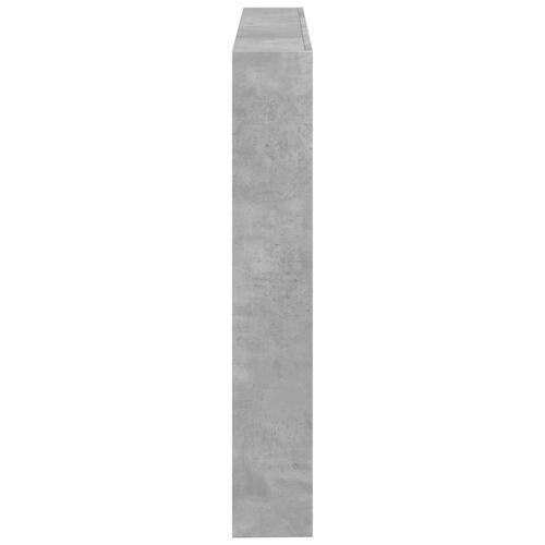 Sengegavl med opbevaring og LED-lys 140x17x102 cm betongrå