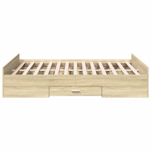 Sengeramme med skuffer 120 x 200 cm - sonoma-eg