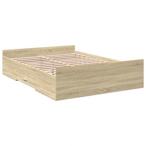 Sengeramme med skuffer 120 x 200 cm - sonoma-eg