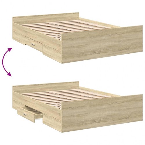 Sengeramme med skuffer 120 x 200 cm - sonoma-eg
