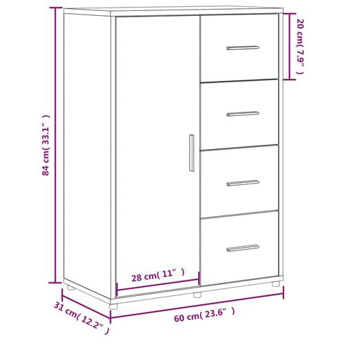 Skænk 60x31x84 cm konstrueret træ sort