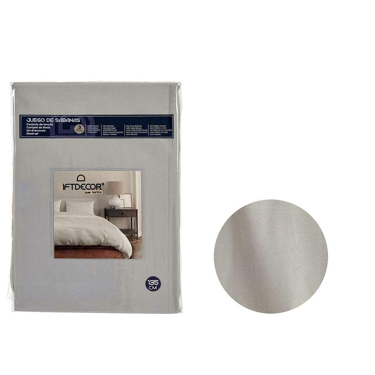 Sengetøjssæt 135 cm - , grå, 3 dele