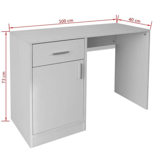 Skrivebord med skuffe og skab 100x40x73 cm hvid