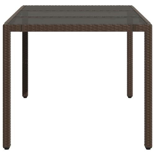 Havebord med glastop 150x90x75 cm polyrattan brun