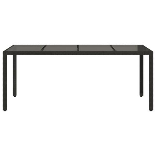 Havebord med glastop 150x90x75 cm polyrattan sort