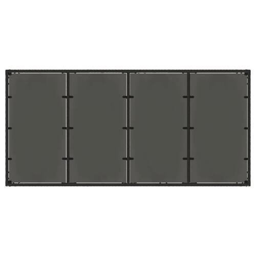 Havebord med glastop 150x90x75 cm polyrattan sort