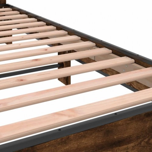 Sengeramme 75x190 cm konstrueret træ og metal røget eg