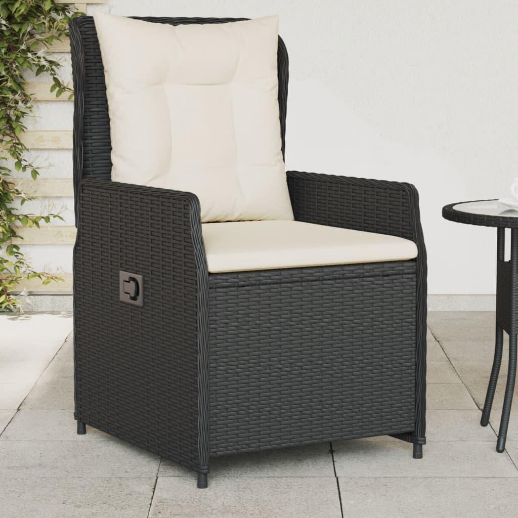 Havestole 2 stk. med lænefunktion polyrattan sort