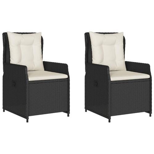 Havestole 2 stk. med lænefunktion polyrattan sort